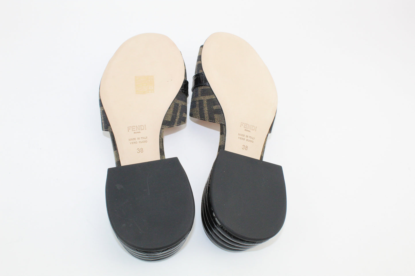 Fendi Monogram Block Heel Sandals