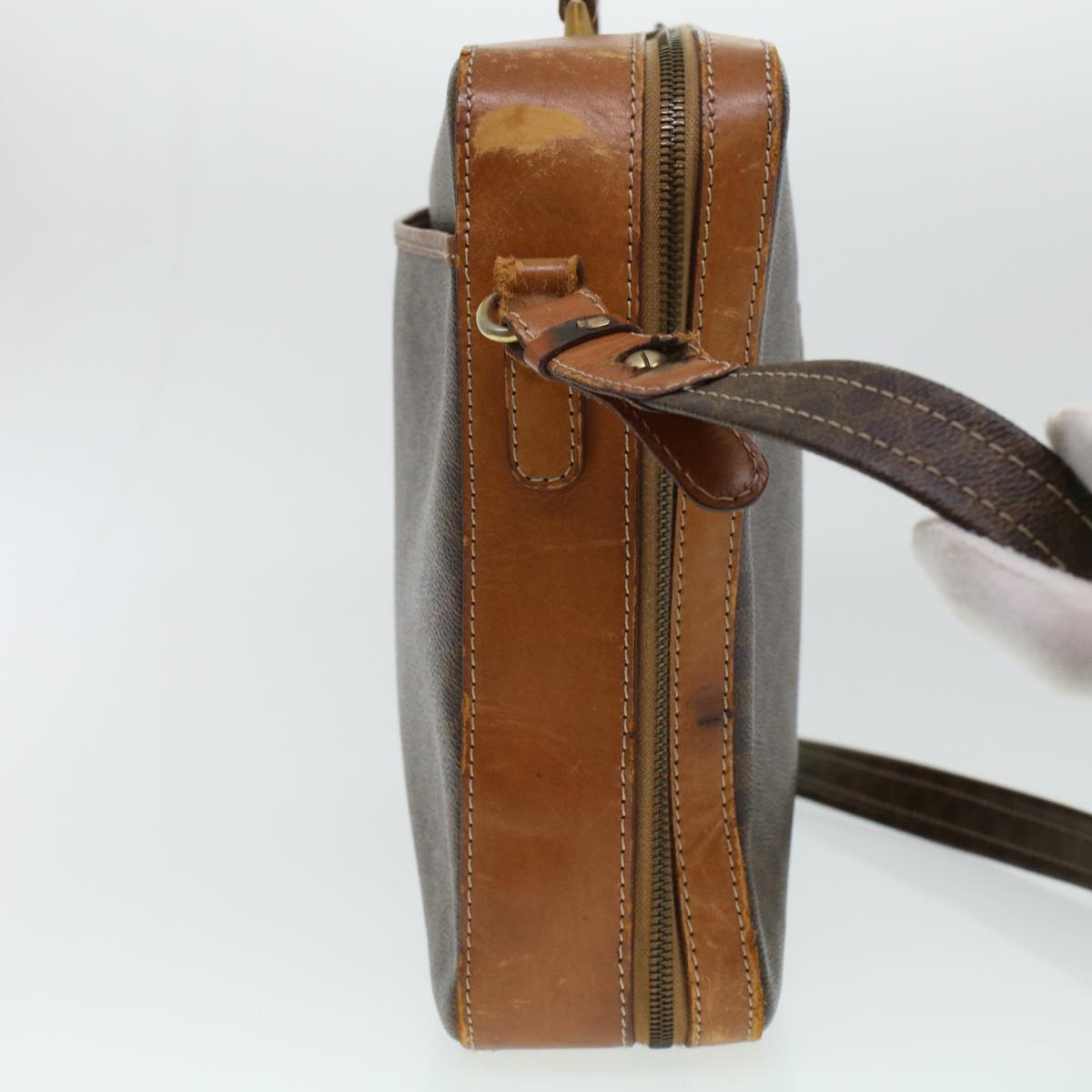 Luxury CELINE Macadam Canvas Briefcase PVC Leather 2way Brown ki3039