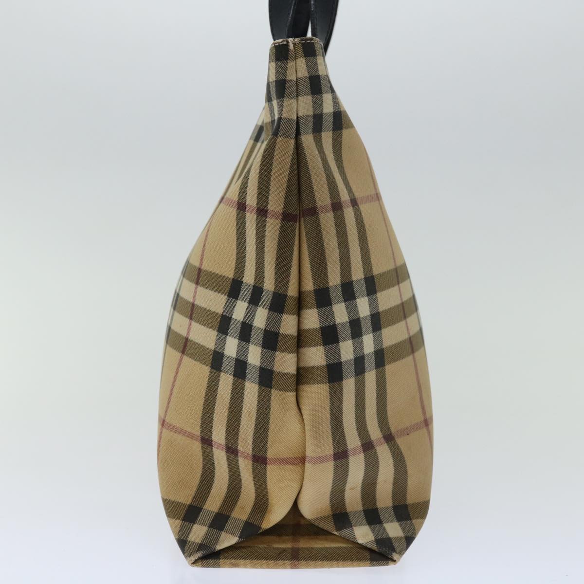 Luxury Burberry Nova Check Hand Bag PVC Beige Auth ki4182