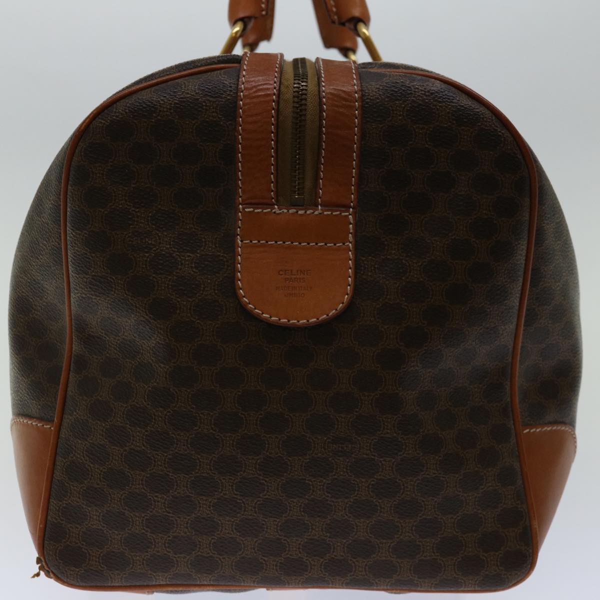 Luxury CELINE Macadam Canvas Boston Bag PVC Brown ki4266