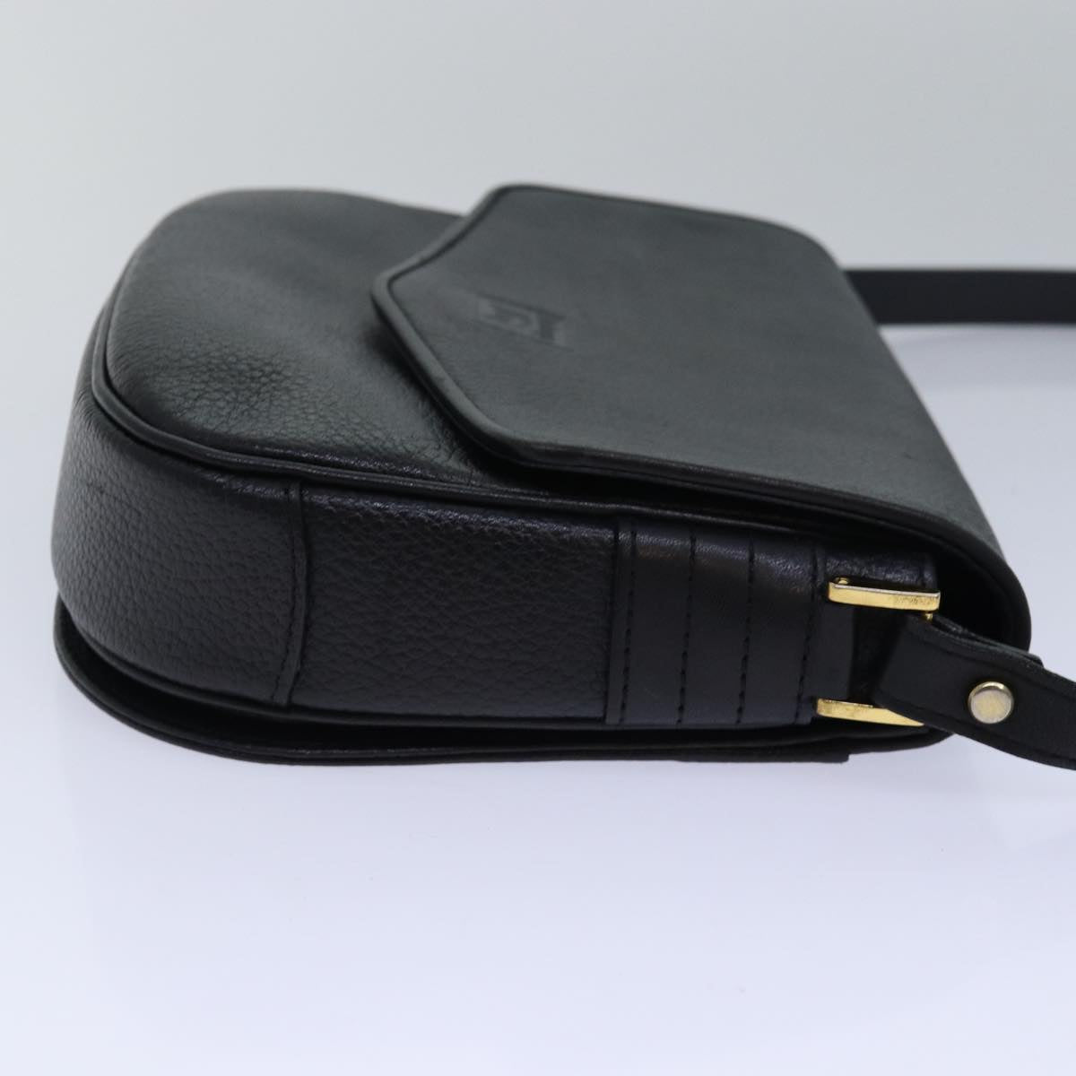 Luxury BurberrySs Shoulder Bag Leather Black Auth ki4643
