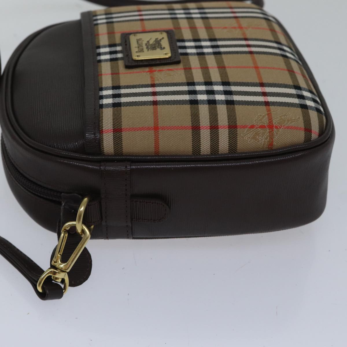 Luxury BurberrySs Nova Check Shoulder Bag Canvas Beige Brown Auth ki4917A