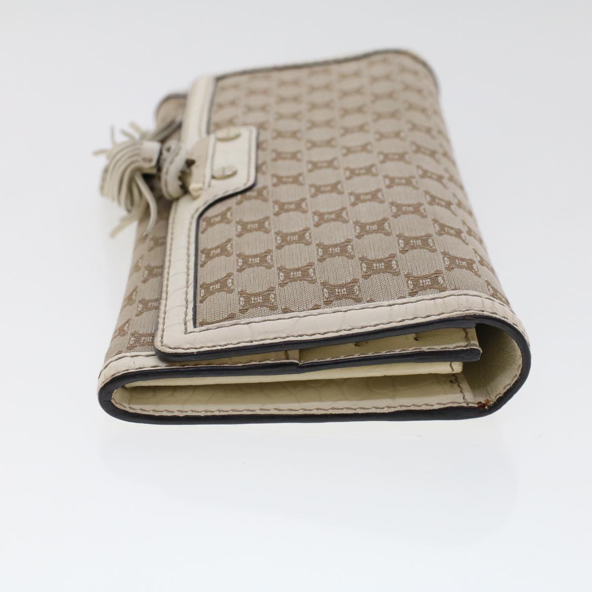 Luxury CELINE Macadam Canvas Long Wallet Leather Beige kk176