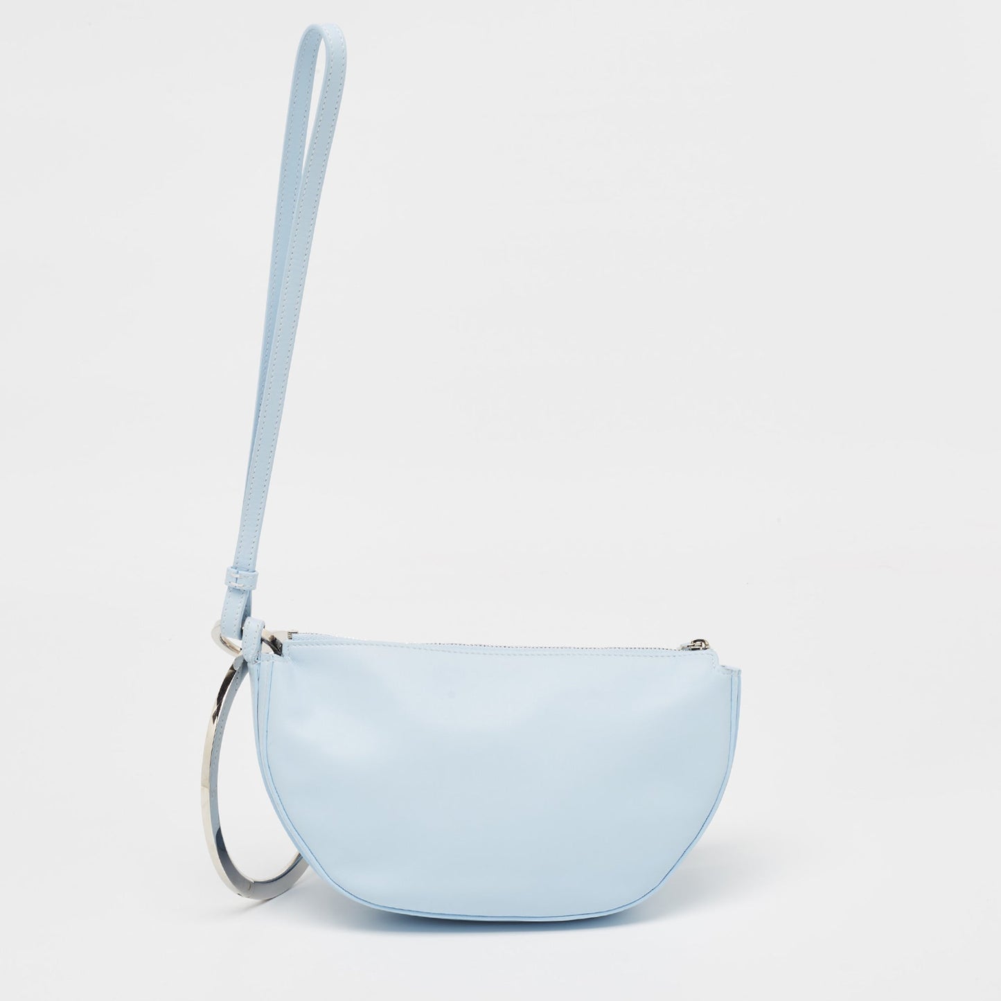 Luxury Burberry Pale Blue Leather Mini Double Olympia Clutch