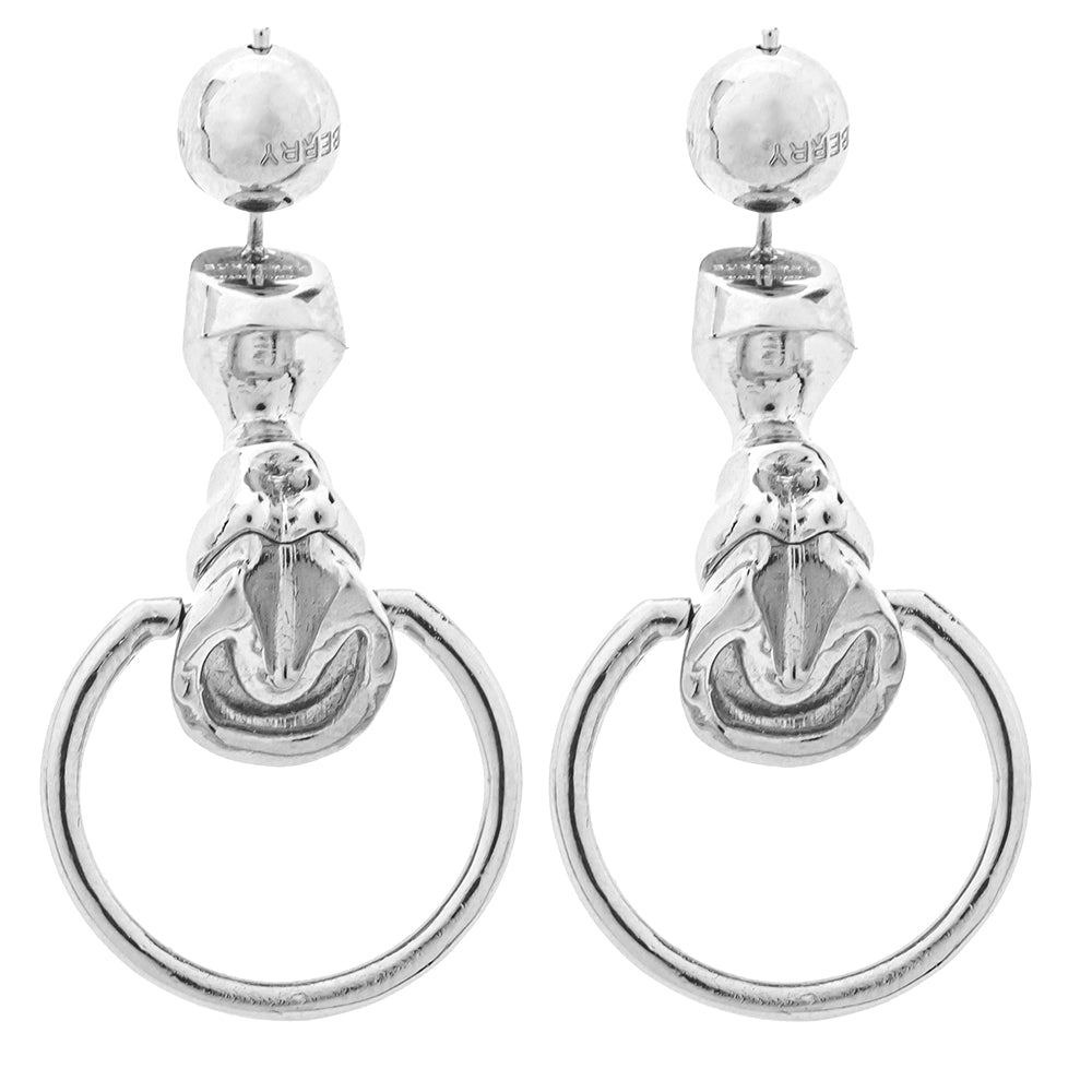 Luxury Burberry Palladium Plated Hoof Hoop Earrings