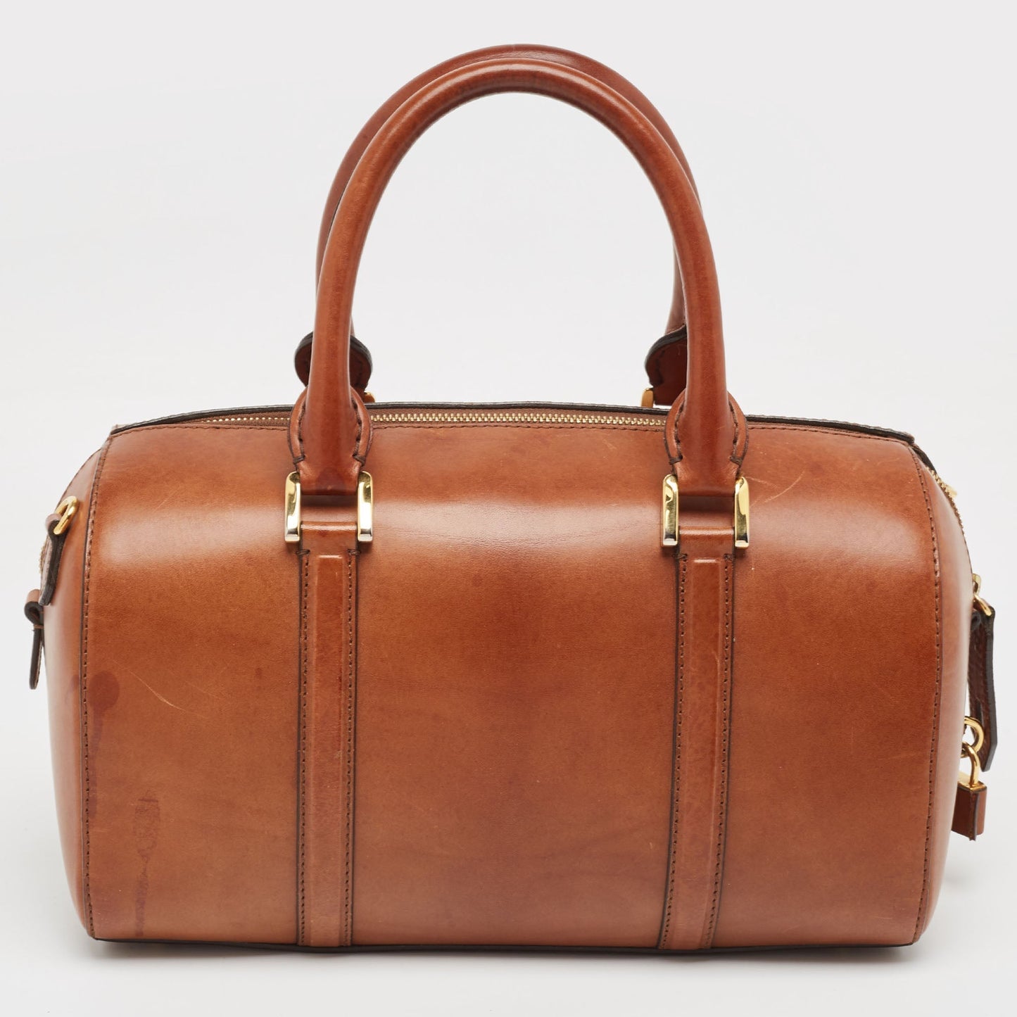 Luxury Burberry Tan Leather Medium Alchester Bowler Bag