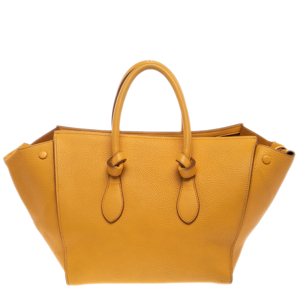 Luxury CELINE Yellow Leather Small Tie Tote