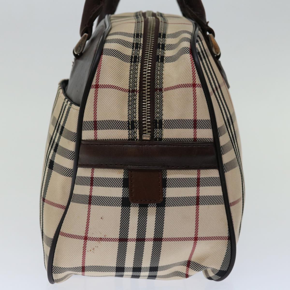 Luxury Burberry Nova Check Hand Bag Nylon Beige Auth mr097
