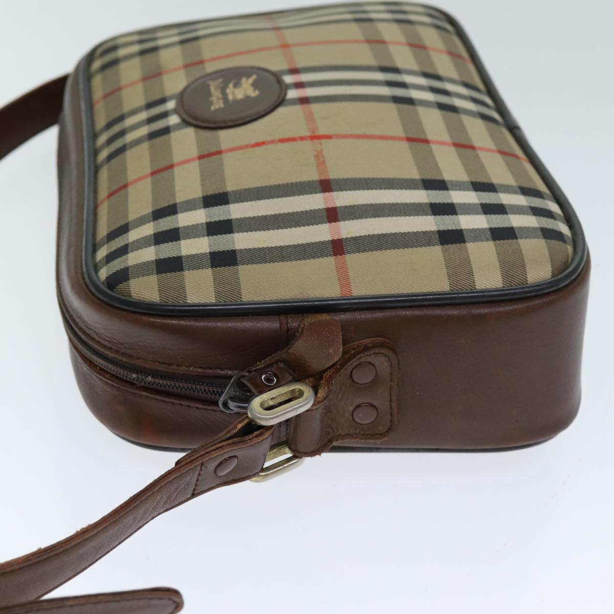 Luxury BurberrySs Nova Check Shoulder Bag Canvas Beige Auth mr273