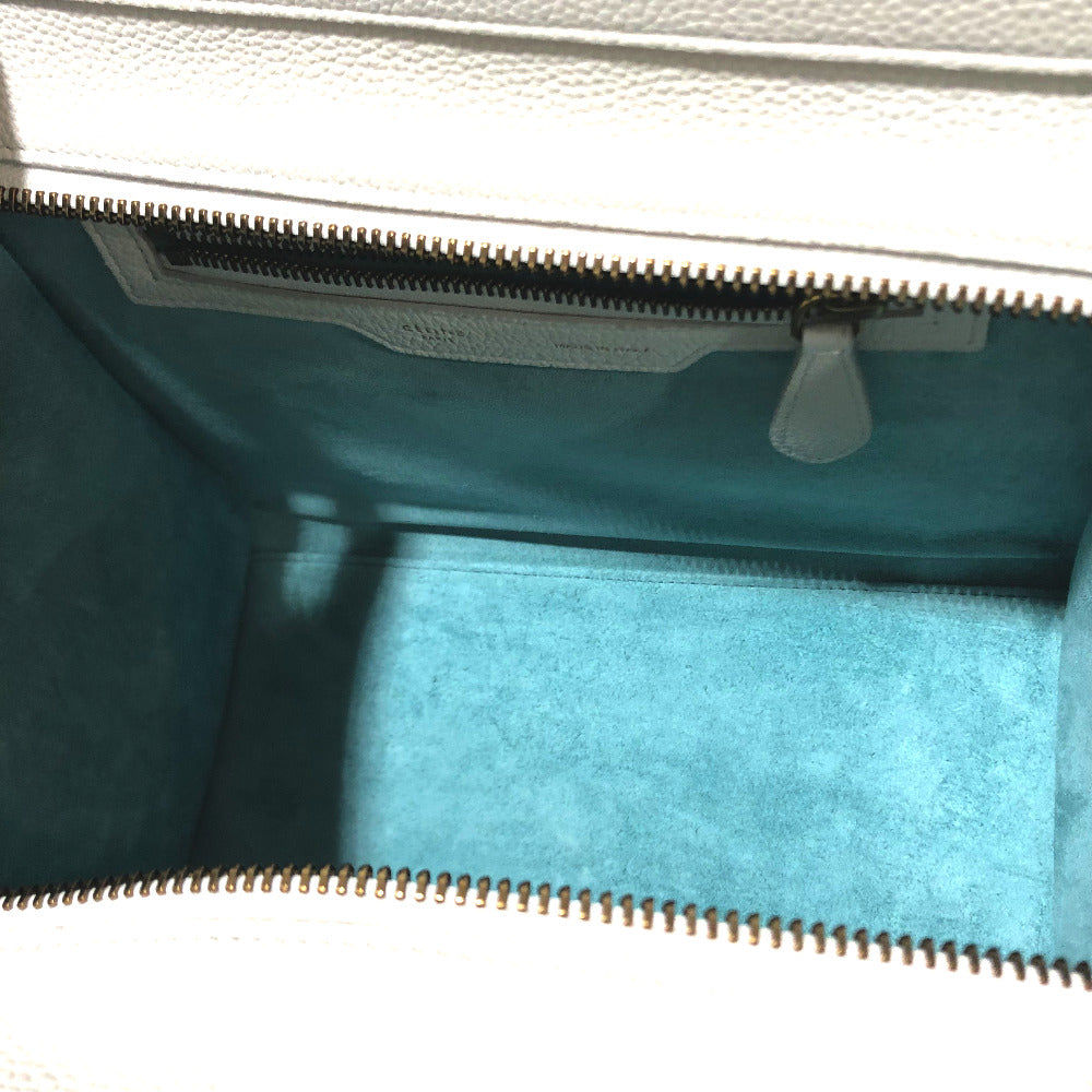CELINE Handbag 167793 leather Off White x Sky Blue Tote Bag Micro shopper Women