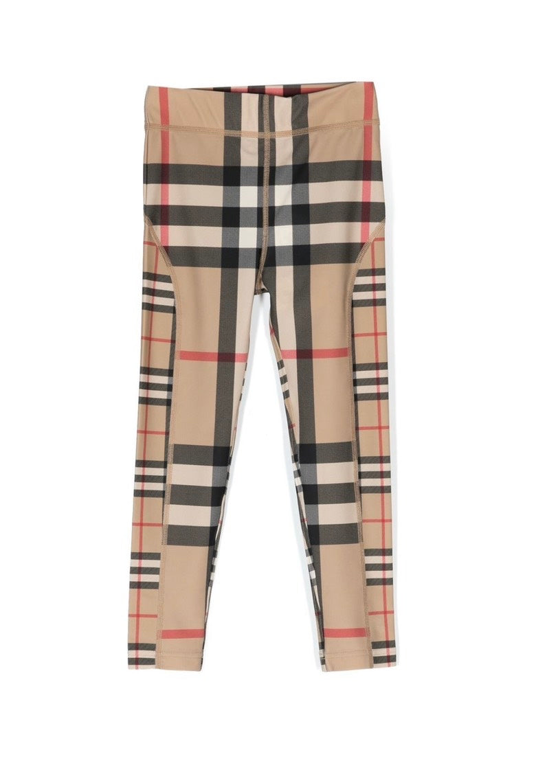 Luxury Burberry Kids Isabella Check Pattern Archive Beige Leggings 10Y