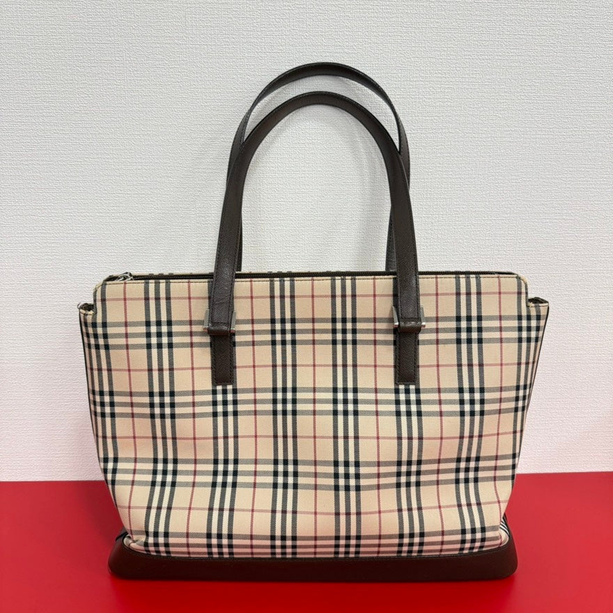 Luxury Burberry FM0025 Novacheck Canvas Leather Tote Bag Beige
