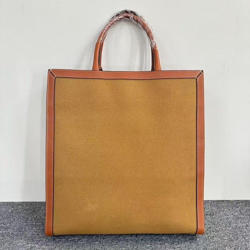 Luxury CELINE Paris Canvas Tan Tote Bag