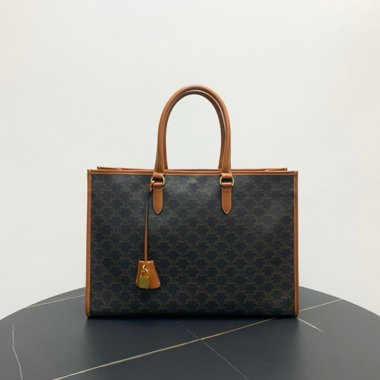 Luxury CELINE Macadam Canvas Brown Tote Bag - Vintage Designer Handbag