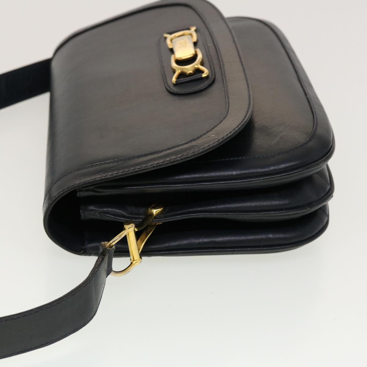 Luxury CELINE Horse Carriage Shoulder Bag Leather Navy rd5253