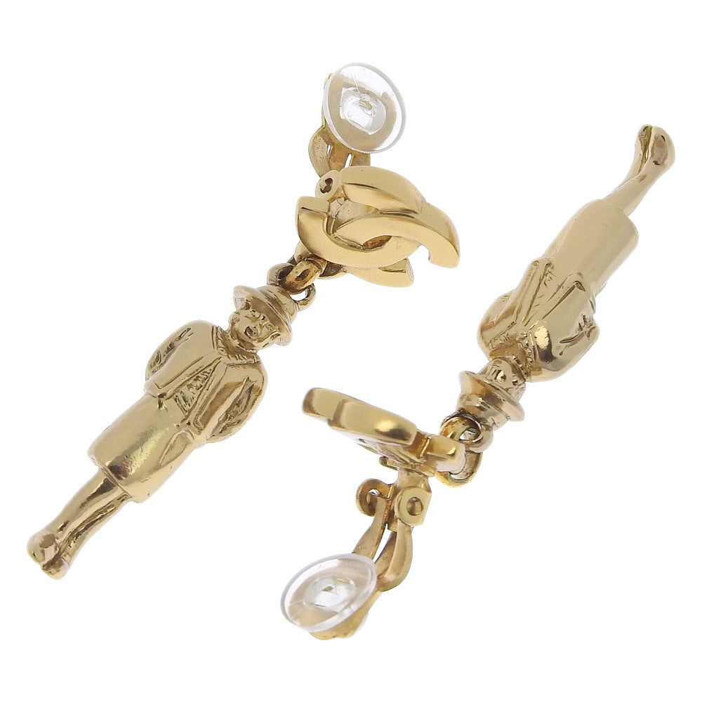 CHANEL Earring Plated Gold gold doll motif Mademoiselle COCO Mark Women