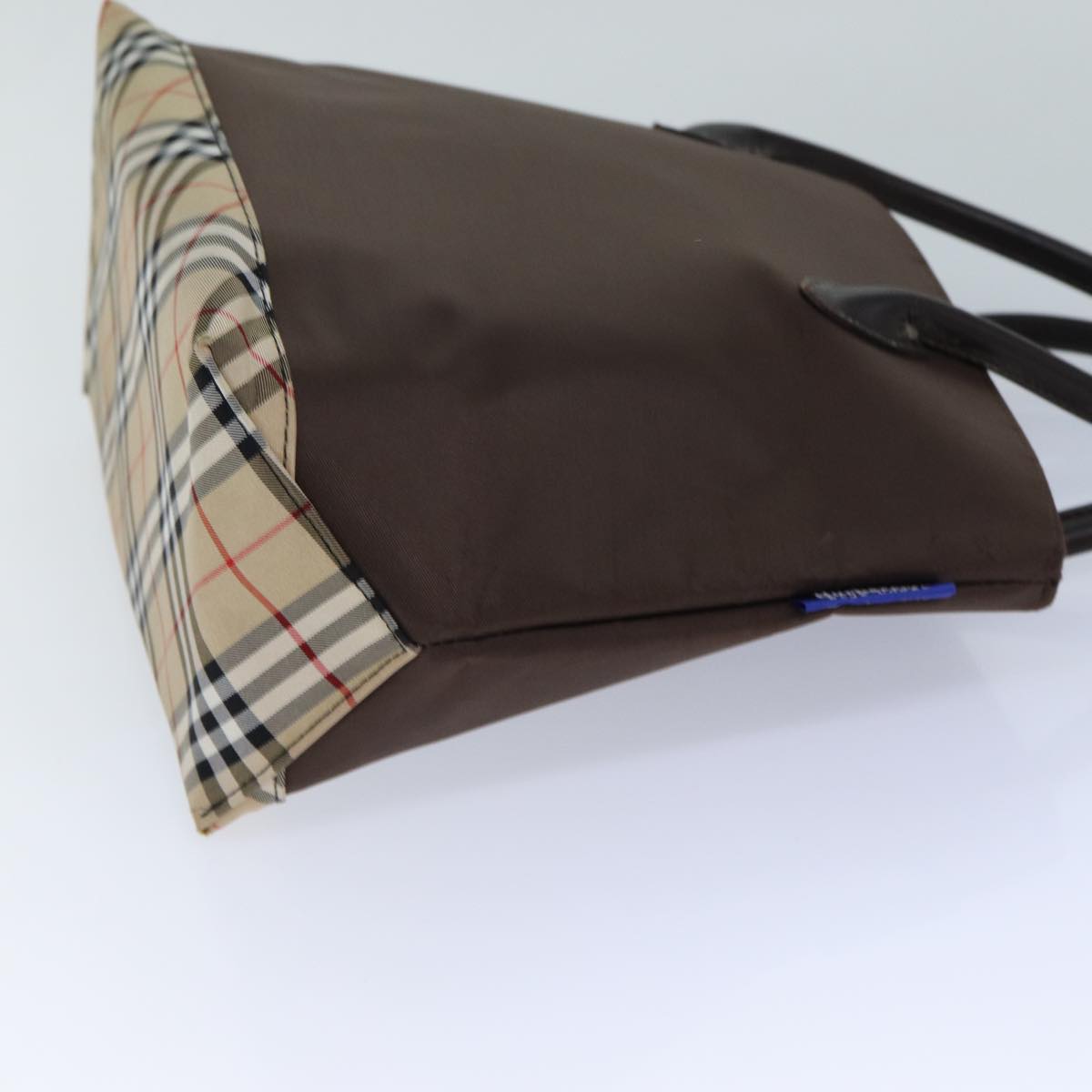 Luxury BurberrySs Nova Check Blue Label Hand Bag Canvas Brown Auth ti1776