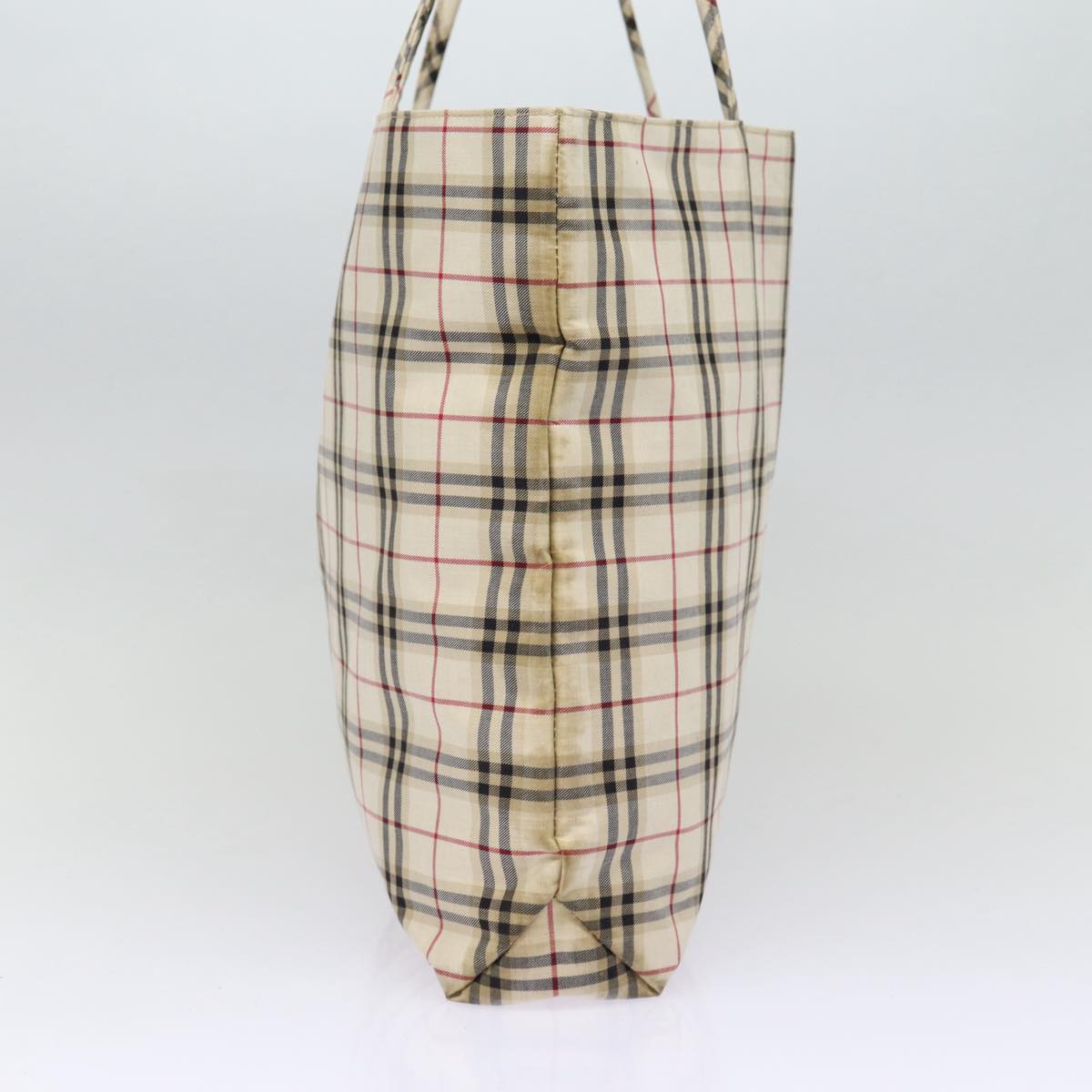 Luxury Burberry Nova Check Tote Bag Canvas Beige Auth ti2000