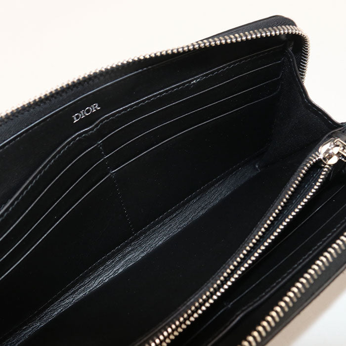 Dior 2ADBC315YKK saddle PurseZip Around Calfskin/Long zip wallet black mens