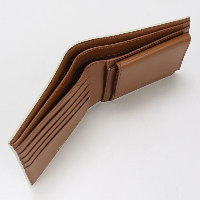 CELINE 10C87 Bifold wallet Triomphe Flap wallet Triomphe canvas,leather white mens