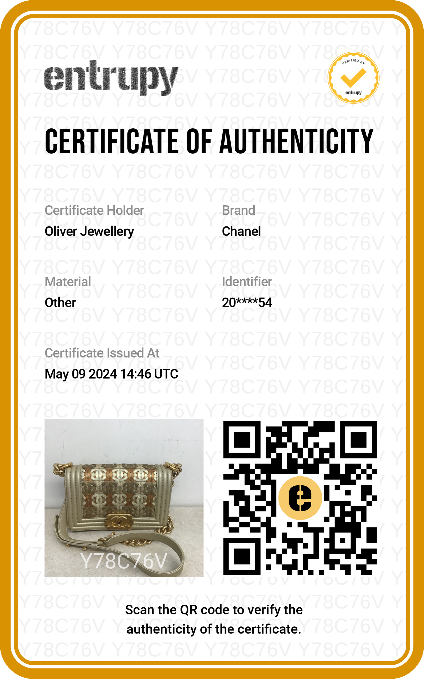 Chanel Gold Metallic Lambskin Leather CC Cutout Small Boy Bag