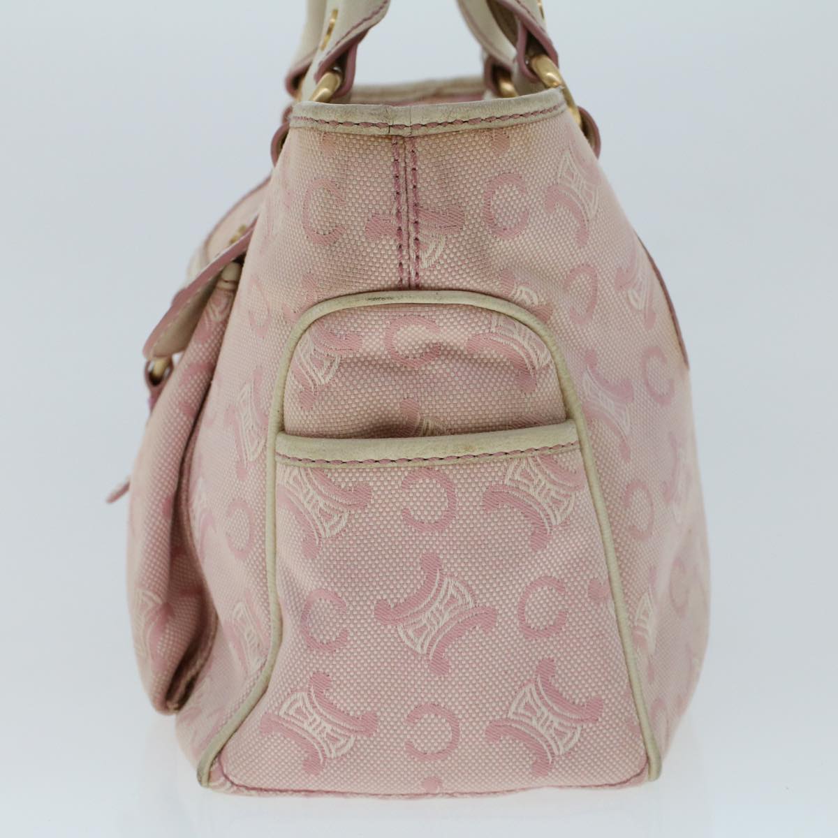 Luxury CELINE C Macadam Canvas Hand Bag Leather Pink yb138