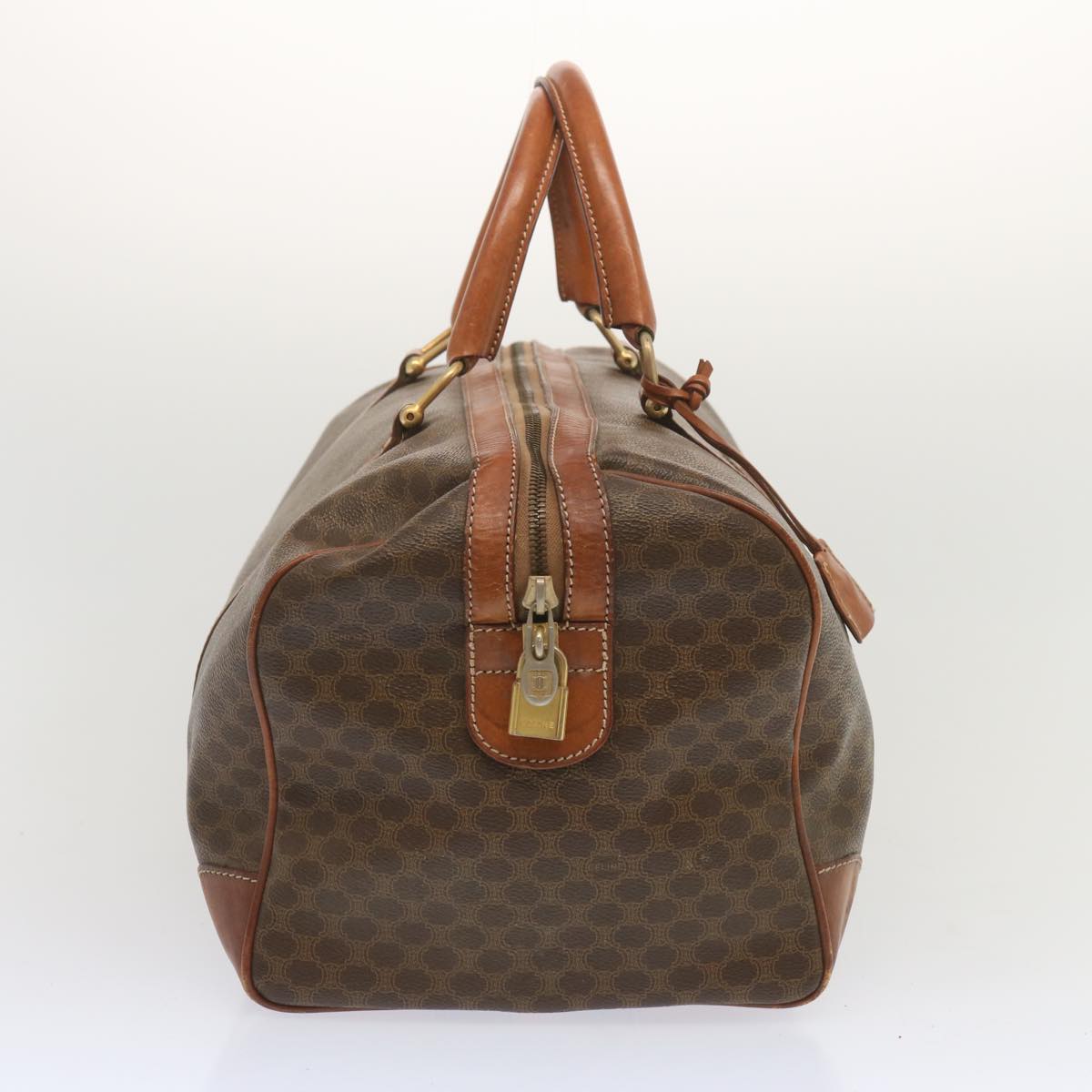Luxury CELINE Macadam Canvas Boston Bag PVC Brown 11130