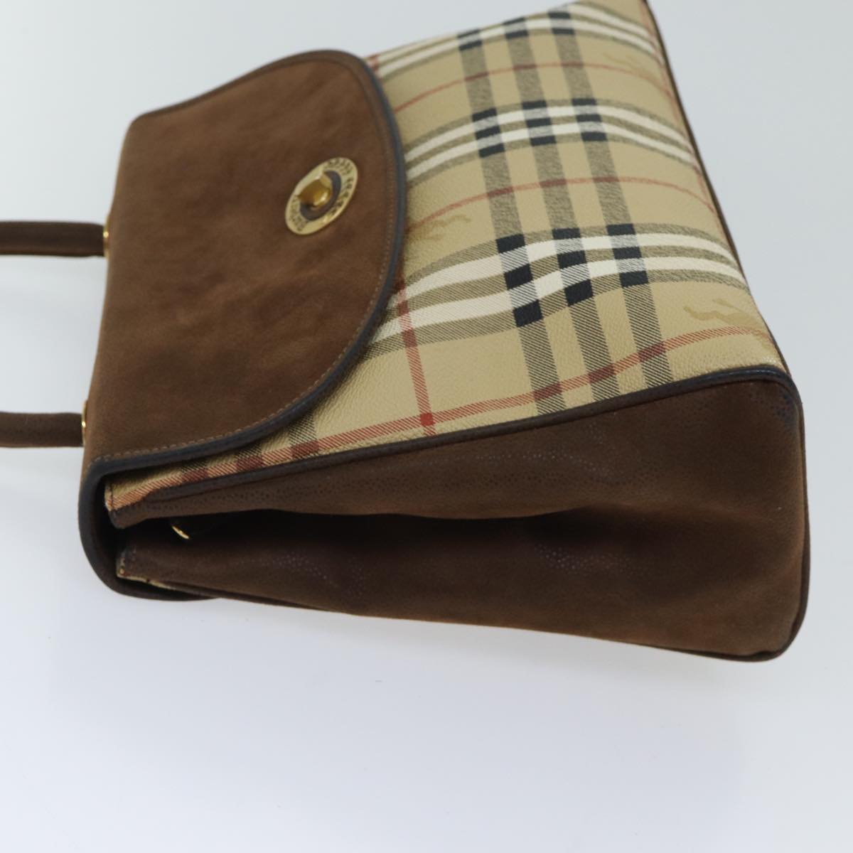 Luxury BurberrySs Nova Check Hand Bag PVC 2way Brown Auth yk11758