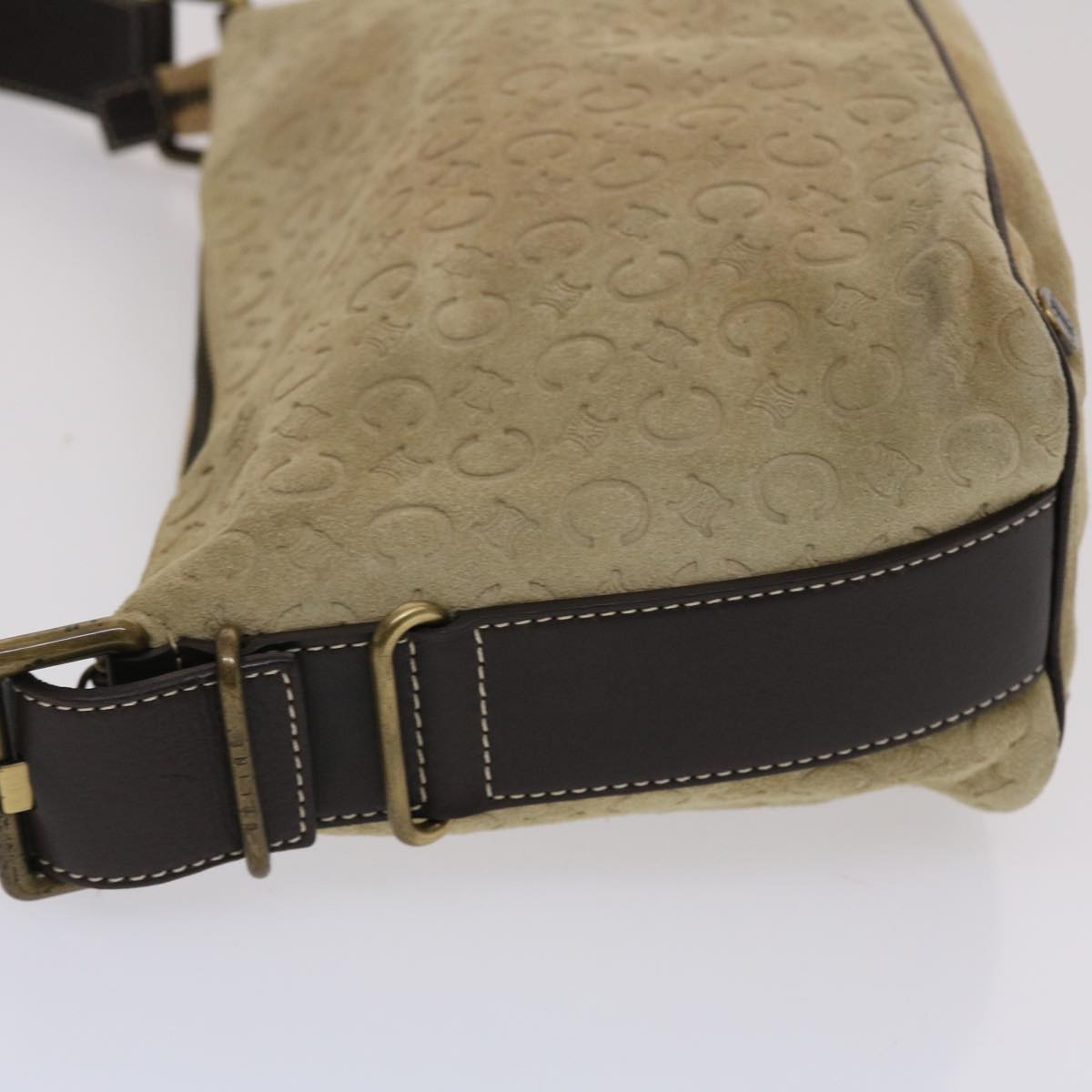 Luxury CELINE C Macadam Canvas Shoulder Bag Beige 7996B