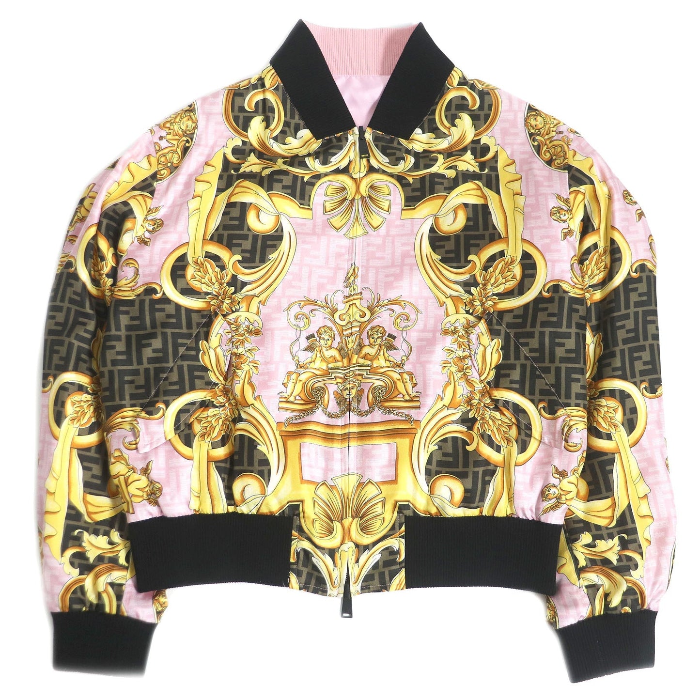 FENDI Blouson FW1091 Main: 100% silk, part: 90% cotton, part: 8% nylon, part: 2% elastane (polyurethane) Pink type mens 48