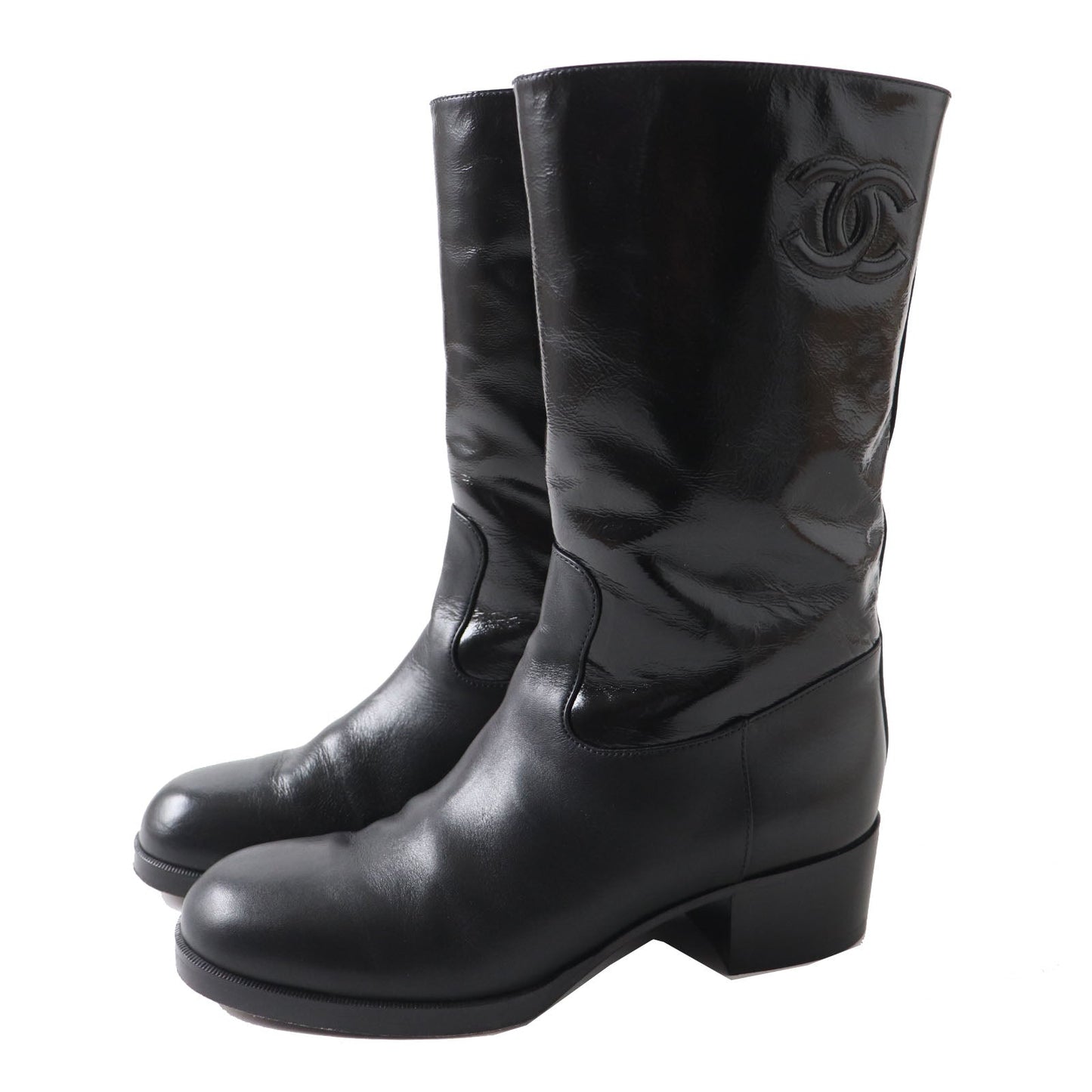 CHANEL Ankle boots 21A G37981 Shine Calfskin Calfskin black 37 1/2 C