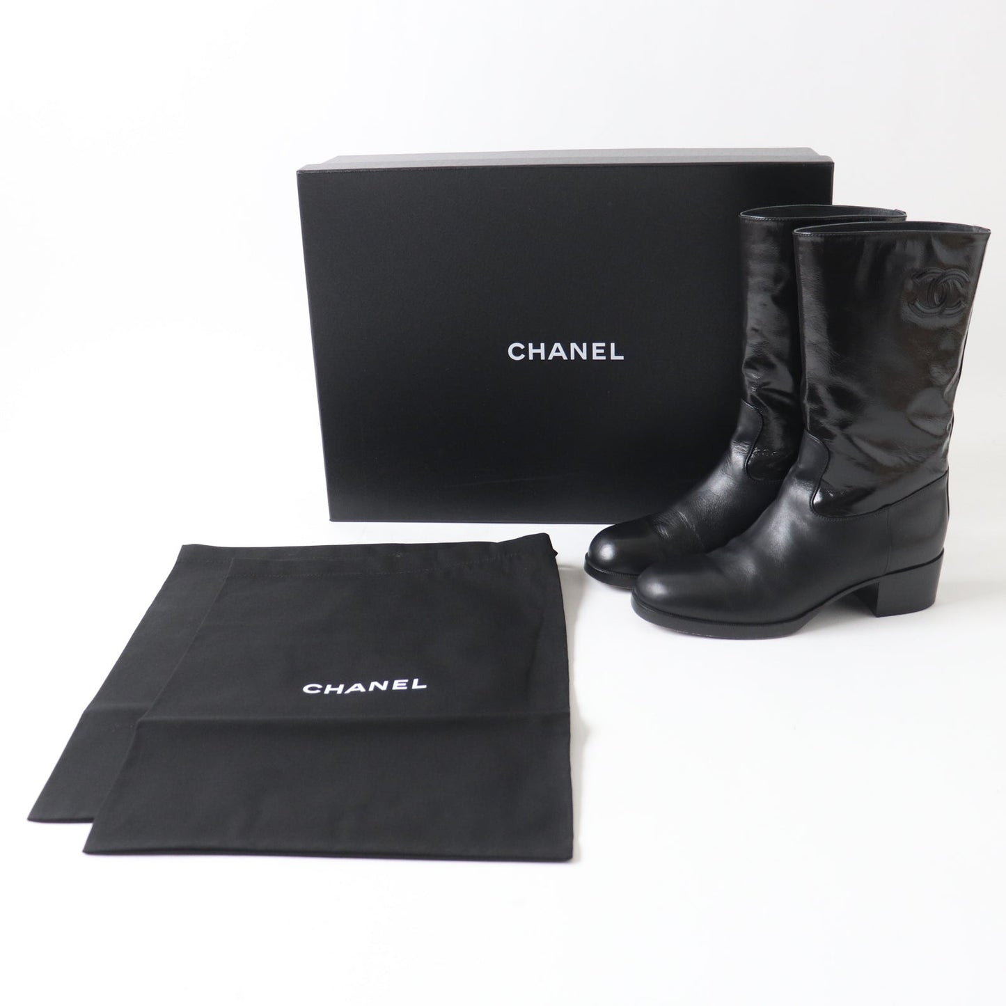 CHANEL Ankle boots 21A G37981 Shine Calfskin Calfskin black 37 1/2 C