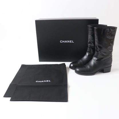 CHANEL Ankle boots 21A G37981 Shine Calfskin Calfskin black 37 1/2 C