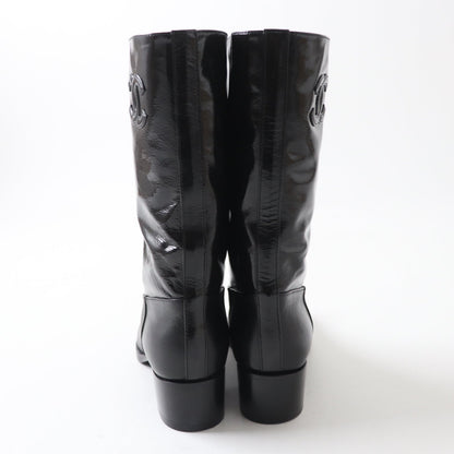 CHANEL Ankle boots 21A G37981 Shine Calfskin Calfskin black 37 1/2 C