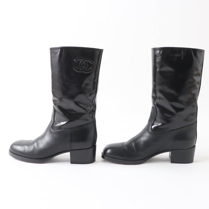 CHANEL Ankle boots 21A G37981 Shine Calfskin Calfskin black 37 1/2 C