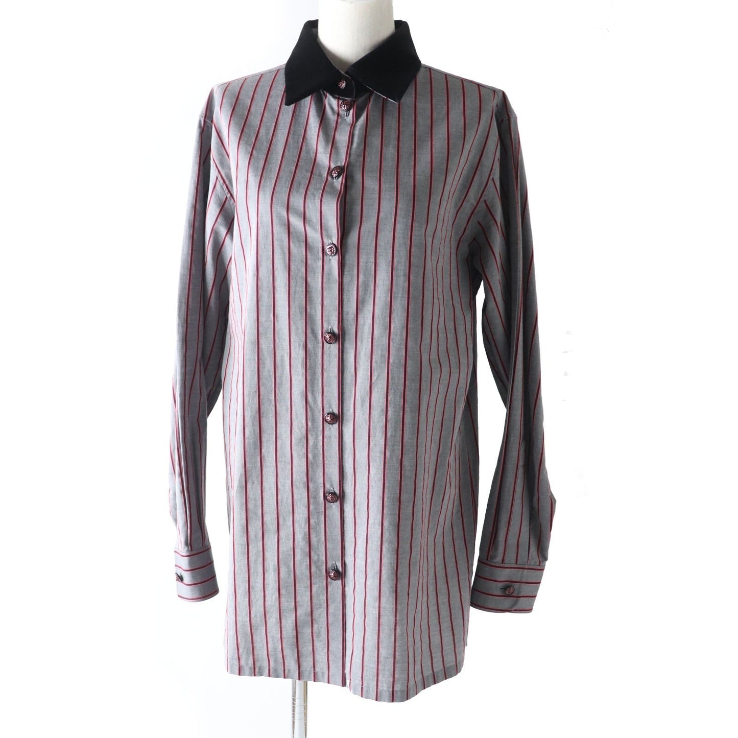 CHANEL Long sleeve shirt 22B P73409 Outer: 96% cotton, Outer: 4% polyester, Part: 71% cotton, Part: 29% silk Gray x Pink x Black Women 36