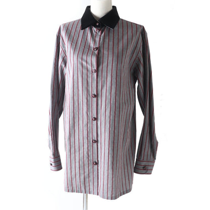CHANEL Long sleeve shirt 22B P73409 Outer: 96% cotton, Outer: 4% polyester, Part: 71% cotton, Part: 29% silk Gray x Pink x Black Women 36