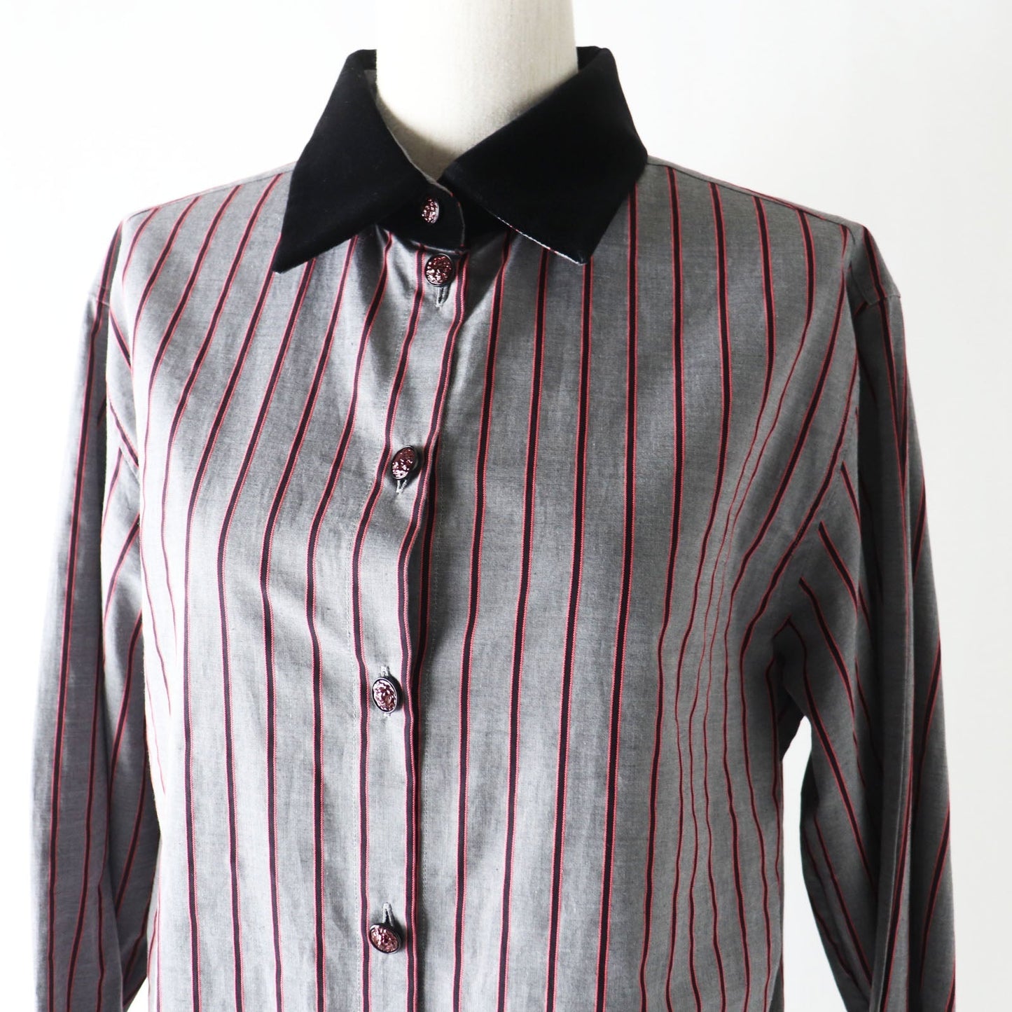 CHANEL Long sleeve shirt 22B P73409 Outer: 96% cotton, Outer: 4% polyester, Part: 71% cotton, Part: 29% silk Gray x Pink x Black Women 36