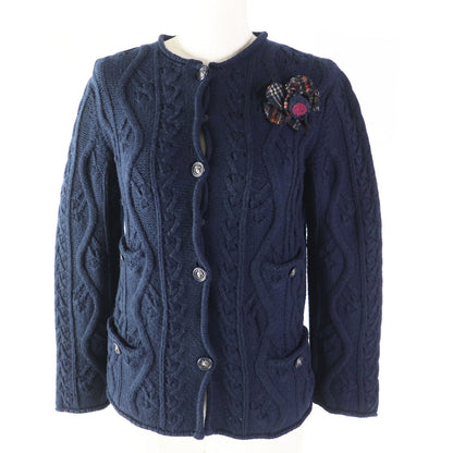 CHANEL cardigan P46489 Main: 100% cashmere, Other: 58% cashmere, 20% wool, 10% rayon, 9% nylon, 3% silk Navy Women 34