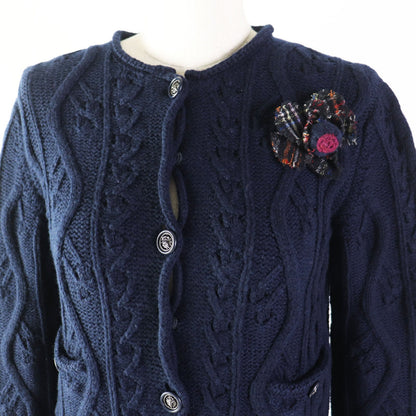 CHANEL cardigan P46489 Main: 100% cashmere, Other: 58% cashmere, 20% wool, 10% rayon, 9% nylon, 3% silk Navy Women 34