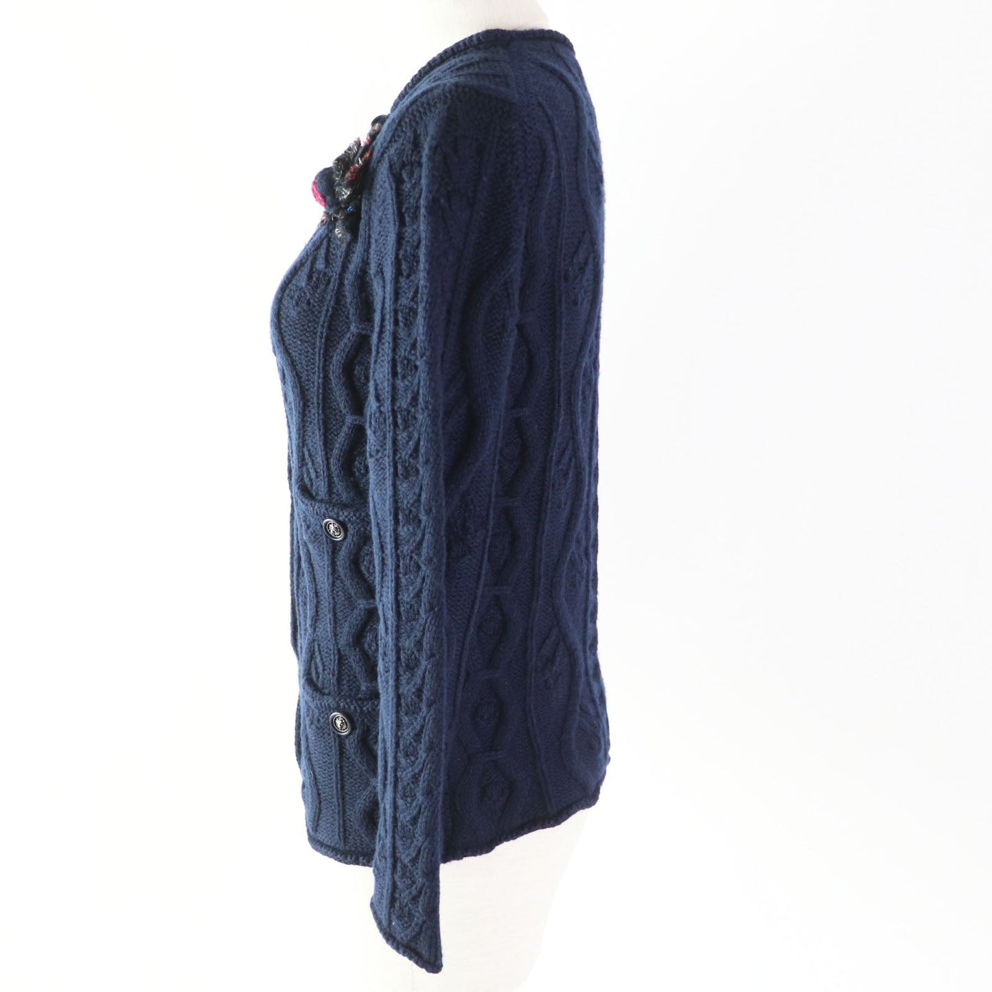 CHANEL cardigan P46489 Main: 100% cashmere, Other: 58% cashmere, 20% wool, 10% rayon, 9% nylon, 3% silk Navy Women 34