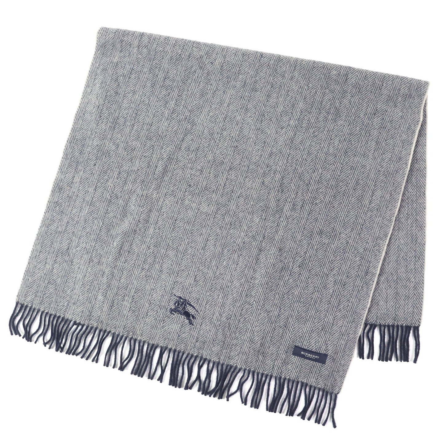 BURBERRY LONDON Scarf Main: 100% wool Gray navy unisex(Unisex)