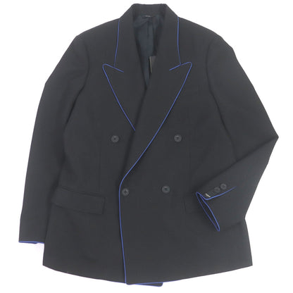 FENDI tailored jacket FJ0641 Outer: 97% wool, Outer: 3% polyester, Lining: 100% cupra black Double-breasted Gabardine Blazer mens 48