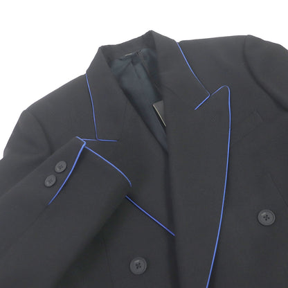 FENDI tailored jacket FJ0641 Outer: 97% wool, Outer: 3% polyester, Lining: 100% cupra black Double-breasted Gabardine Blazer mens 48