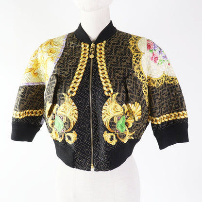 FENDI Blouson FJ7258 Outer: 100% silk, Filling: 69% polyester, Filling: 27% nylon, Filling: 4% polyurethane, Lining: 100% silk Black type Multi Women 36