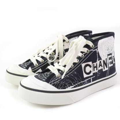 CHANEL High cut sneakers 20P G35960 Main: Canvas, Main: Rubber White black Graffiti Mid Cut Women 35