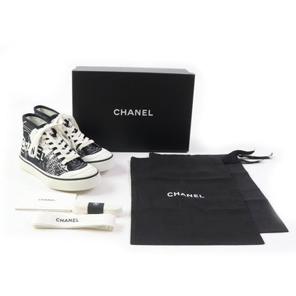 CHANEL High cut sneakers 20P G35960 Main: Canvas, Main: Rubber White black Graffiti Mid Cut Women 35