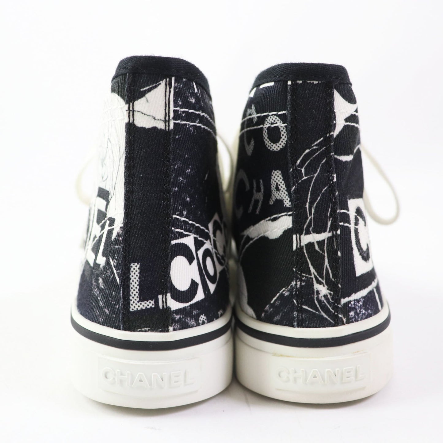 CHANEL High cut sneakers 20P G35960 Main: Canvas, Main: Rubber White black Graffiti Mid Cut Women 35