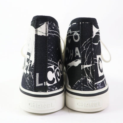 CHANEL High cut sneakers 20P G35960 Main: Canvas, Main: Rubber White black Graffiti Mid Cut Women 35