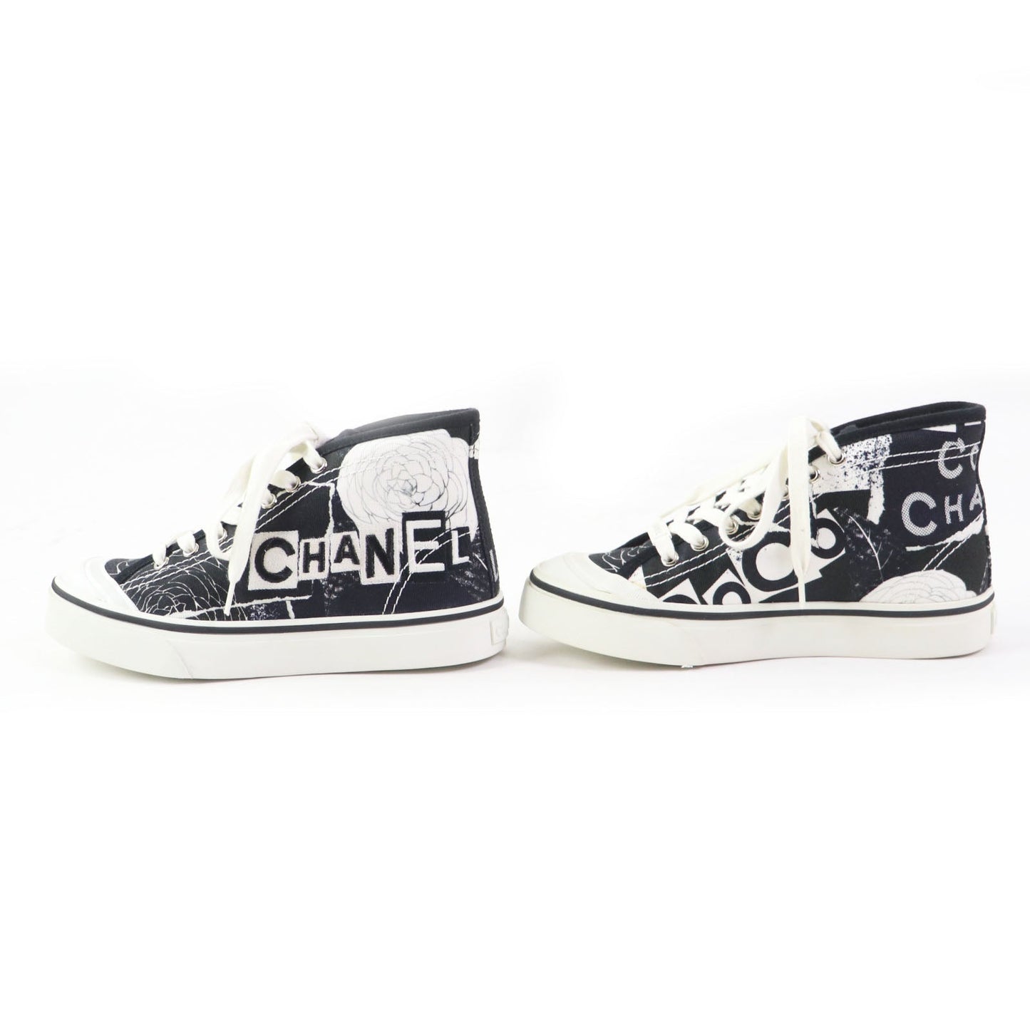CHANEL High cut sneakers 20P G35960 Main: Canvas, Main: Rubber White black Graffiti Mid Cut Women 35